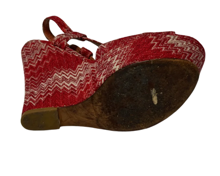 Missoni Red Zigzag Knit Wedge Sandals