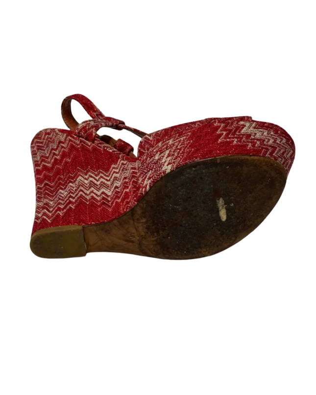 Missoni Red Zigzag Knit Wedge Sandals