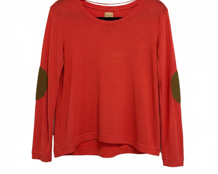 ZARA TRAFALUC Red Lightweight Knit Sweater with Elbow Patches