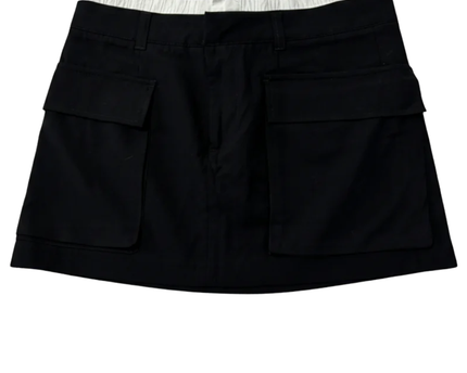Bershka Black Cargo with Contrast Waistband Mini Skirt