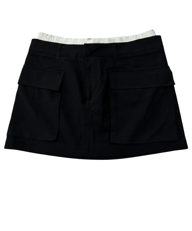 Bershka Black Cargo with Contrast Waistband Mini Skirt