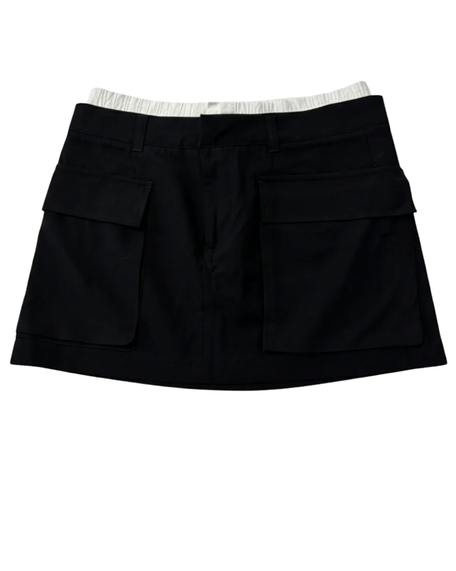 Bershka Black Cargo with Contrast Waistband Mini Skirt