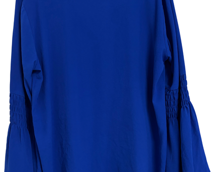 Michael Kors Royal Blue Smocked Bell Sleeve V-Neck Blouse