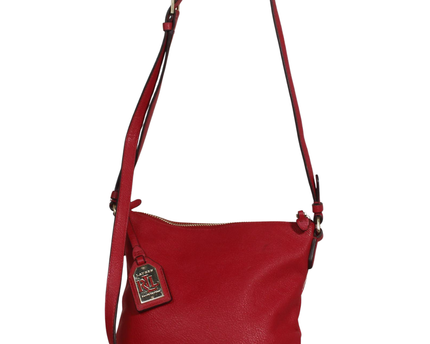 Lauren Ralph Lauren Red Pebbled Leather Crossbody Bag