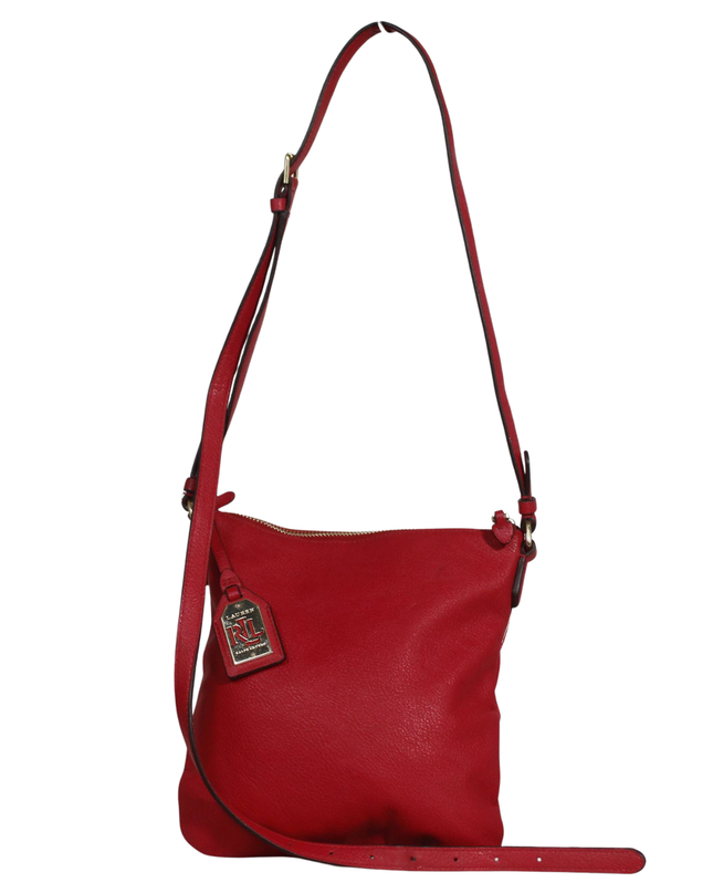 Lauren Ralph Lauren Red Pebbled Leather Crossbody Bag