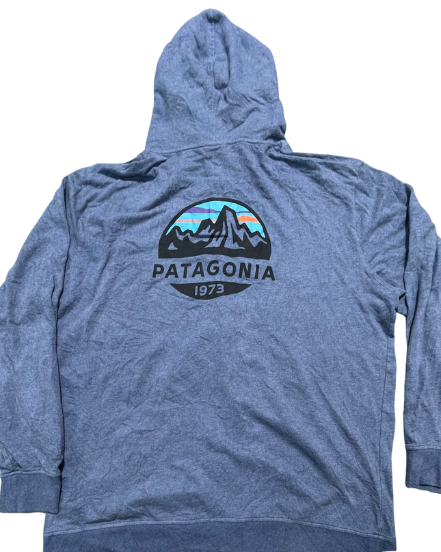 Patagonia Blue Zip-Up Organic Cotton Hoodie