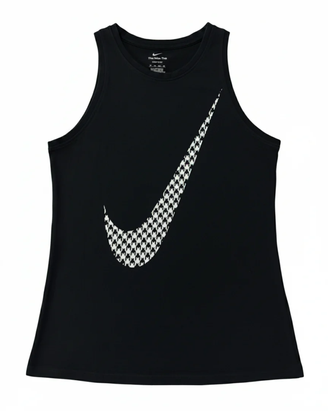 Nike Black Houndstooth Swoosh Dri-FIT Tank Top