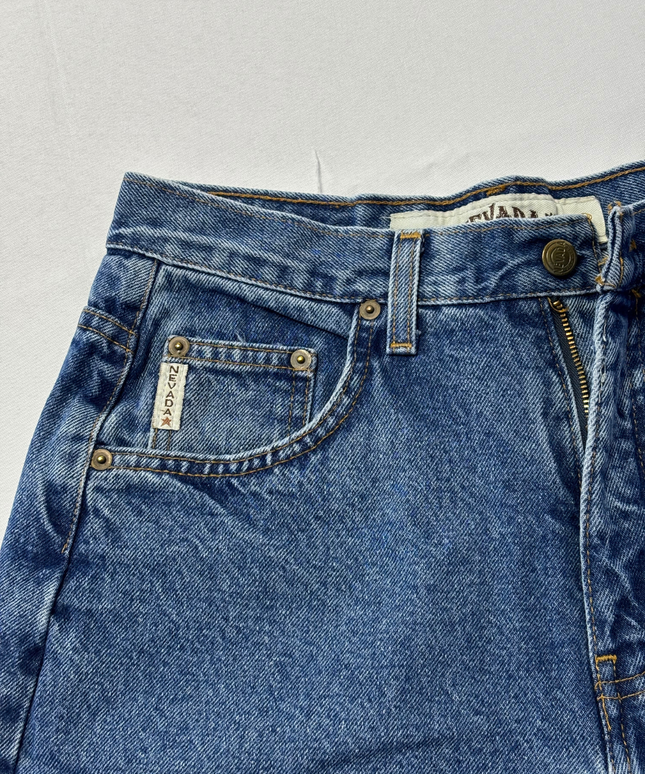 Nevada Blue High-Waisted Tapered Mom Jeans
