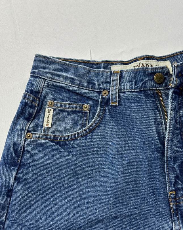 Nevada Blue High-Waisted Tapered Mom Jeans