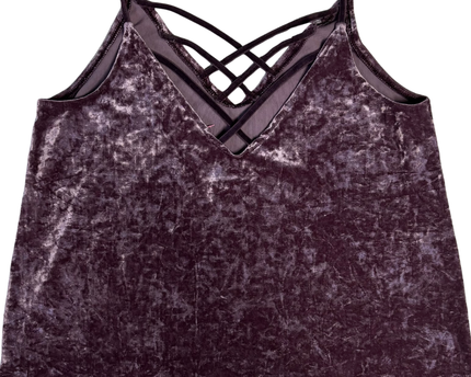 American Eagle Purple Crushed Velvet Criss-Cross Cami Top