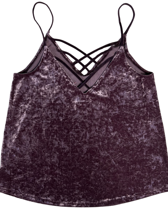 American Eagle Purple Crushed Velvet Criss-Cross Cami Top