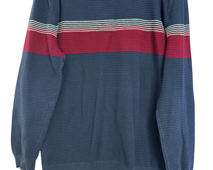 U.S. POLO ASSN. Navy Blue Textured Striped Sweater