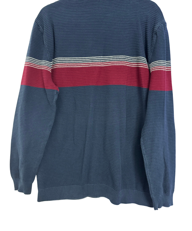 U.S. POLO ASSN. Navy Blue Textured Striped Sweater