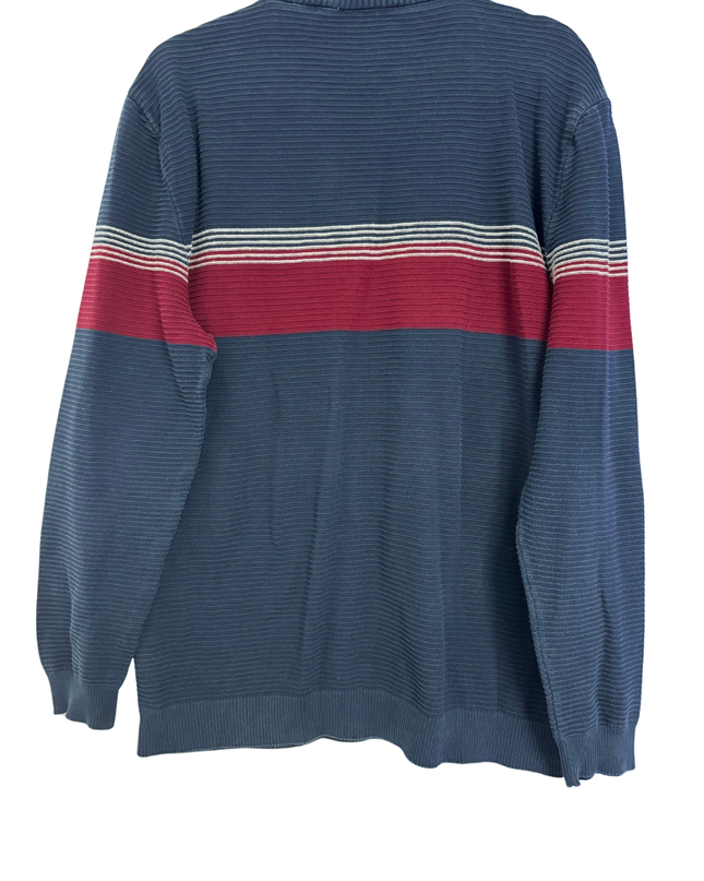 U.S. POLO ASSN. Navy Blue Textured Striped Sweater