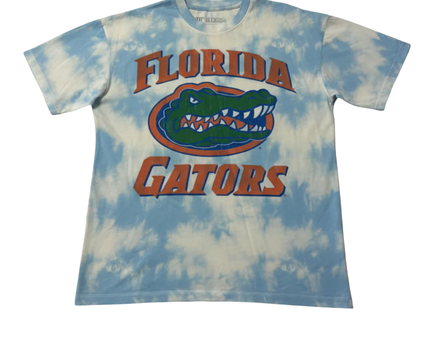 Pull&Bear Blue and White Tie-Dye Florida Gators Graphic Tee