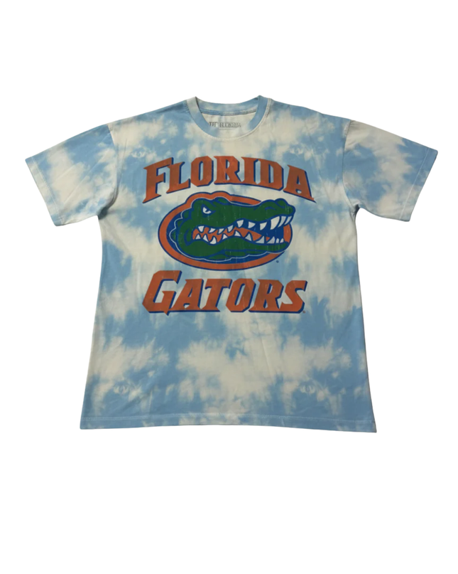 Pull&Bear Blue and White Tie-Dye Florida Gators Graphic Tee
