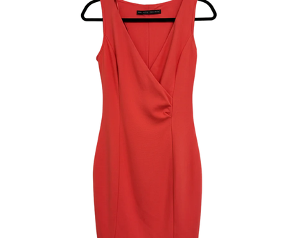 Zara Basic Red Wrap Front Sleeveless Bodycon Dress