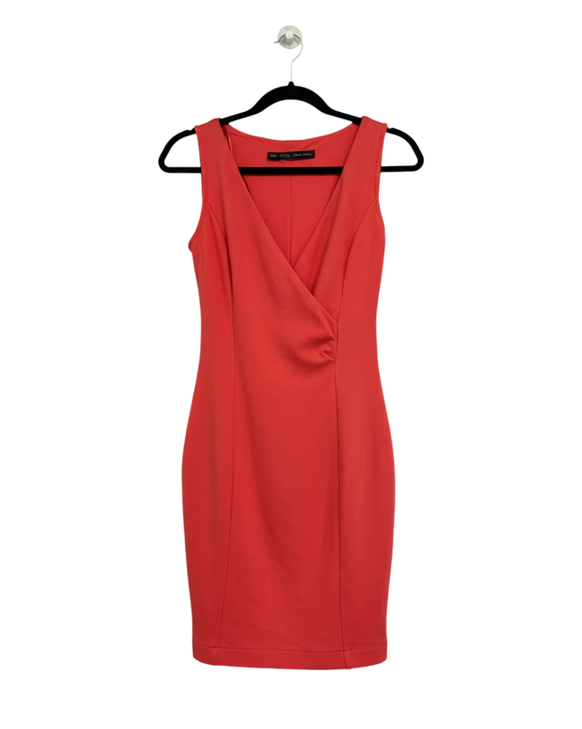 Zara Basic Red Wrap Front Sleeveless Bodycon Dress
