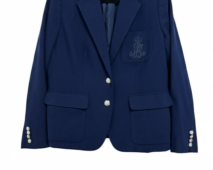 Ralph Lauren Navy Blue Crested Wool Blazer