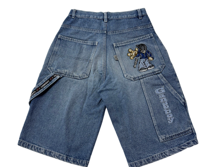Gang Boy Blue Embroidered Baggy Denim Shorts