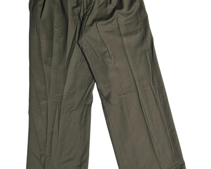 Lauren Ralph Lauren Olive Green Wool Cashmere Blend Pleated Trousers