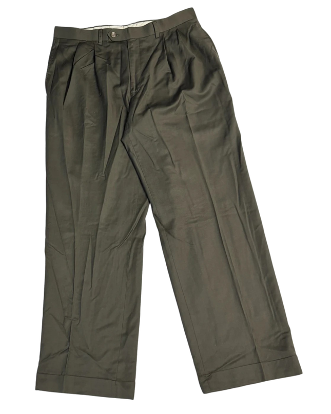 Lauren Ralph Lauren Olive Green Wool Cashmere Blend Pleated Trousers