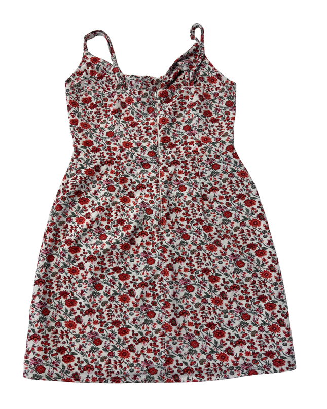 Abercrombie & Fitch White Floral Twist Front Cutout Mini Dress