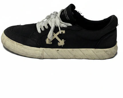 Off-White Black Low Vulcanized Canvas Sneakers W/Tag & W/Box
