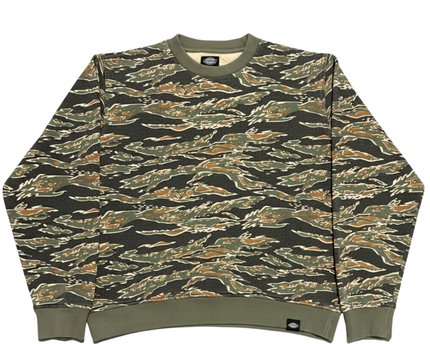 Dickies Green Camo Tiger Stripe Fleece Crew Neck Sweatshirt