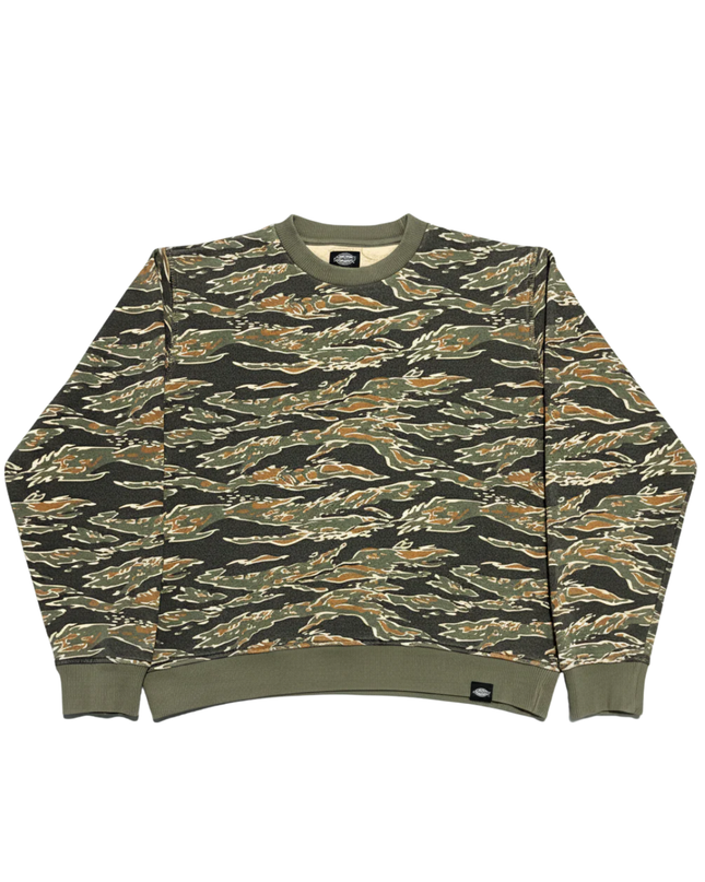 Dickies Green Camo Tiger Stripe Fleece Crew Neck Sweatshirt