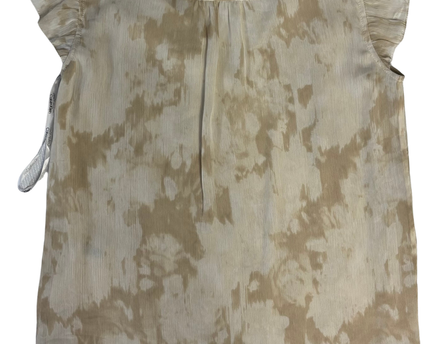 Calvin Klein Beige Abstract Print Ruffle Sleeve Blouse