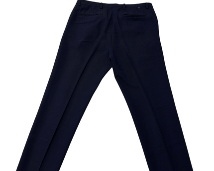 Zara Man Navy Blue Textured Slim Fit Trousers