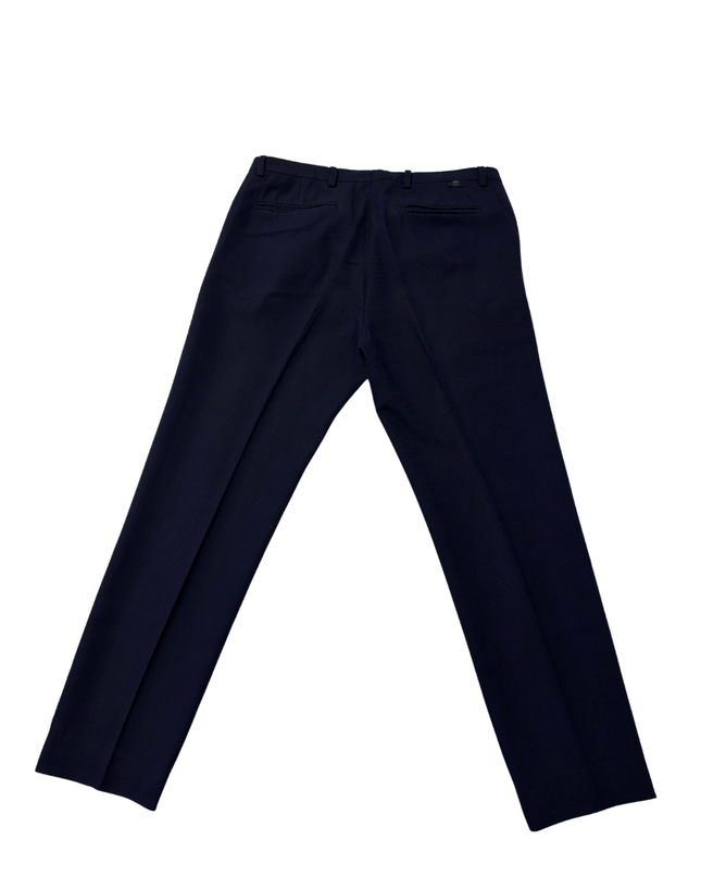 Zara Man Navy Blue Textured Slim Fit Trousers