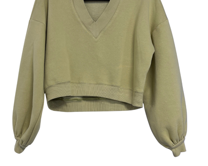 Monki Green V-Neck Cropped Sweatshirt