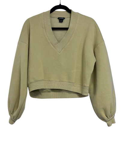 Monki Green V-Neck Cropped Sweatshirt