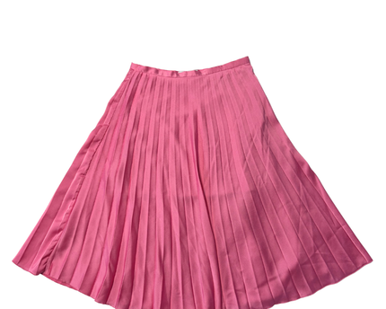 Reserved Pink Pleated Satin-Finish Midi Skirt