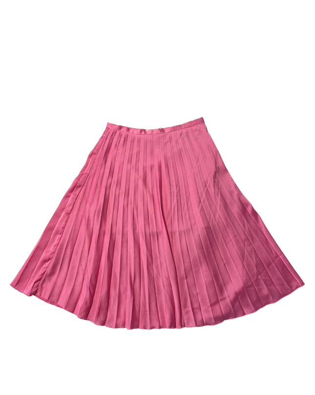 Reserved Pink Pleated Satin-Finish Midi Skirt