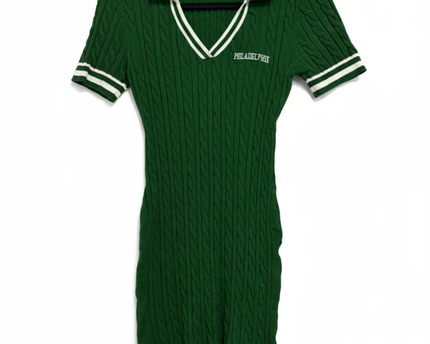 Don't Call Me Jennyfer Green Cable Knit Polo Dress