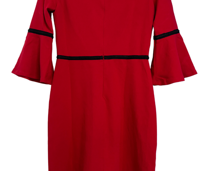 Tommy Hilfiger Red Bell Sleeve Sheath Dress with Black Trim