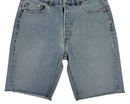 Levi's Blue 501 Raw Hem Denim Shorts