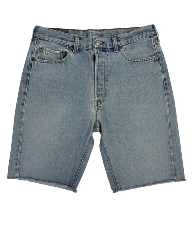 Levi's Blue 501 Raw Hem Denim Shorts