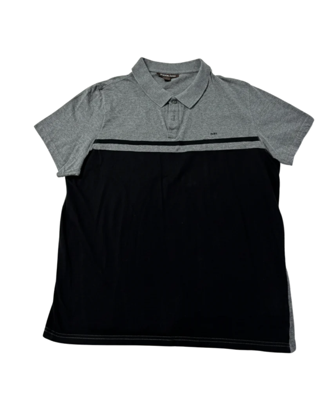 Michael Kors Grey and Black Colorblock Polo Shirt