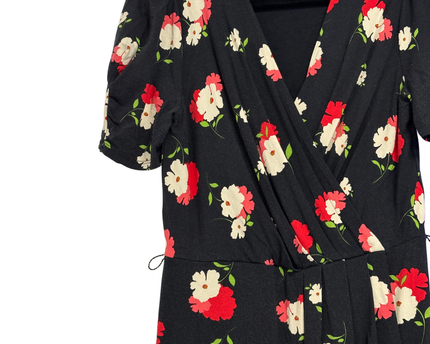 Phase Eight Black Floral Wrap Midi Dress