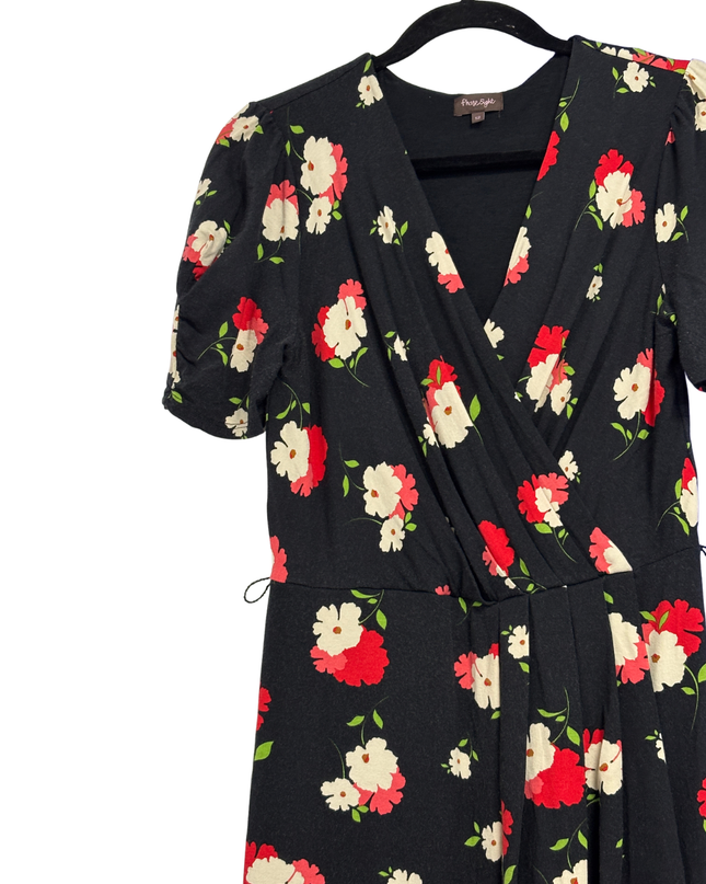 Phase Eight Black Floral Wrap Midi Dress