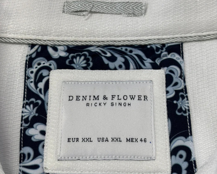 Denim & Flower White Textured Short Sleeve Button-Down Shirt