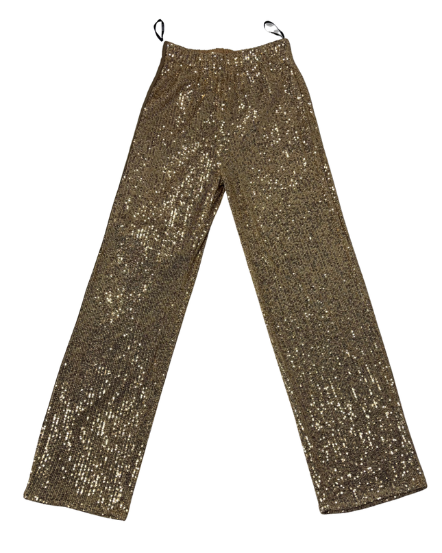 C-THROU Gold Sequin Side Stripe Wide Leg Pants
