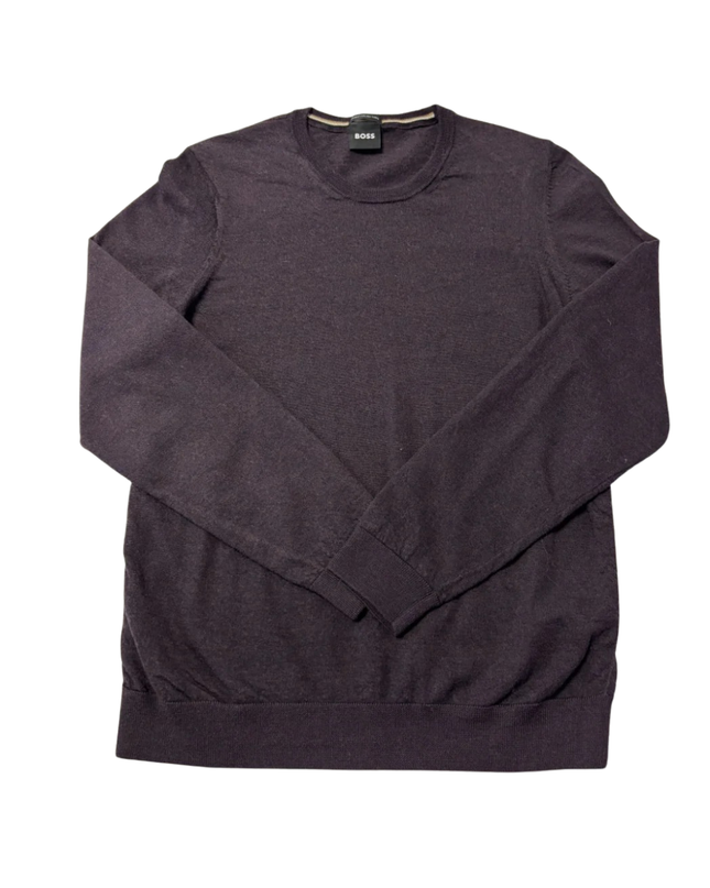 BOSS Purple Fine-Knit Crew Neck Sweater