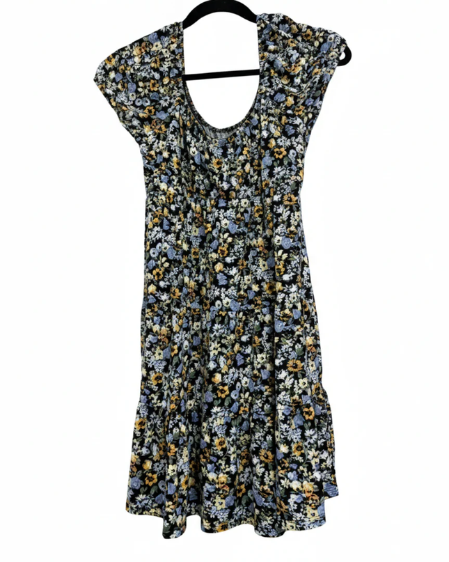 Hollister Black Floral Tiered Mini Dress