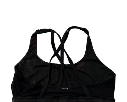 Lululemon Black Strappy Back Sports Bra with Floral Print Band