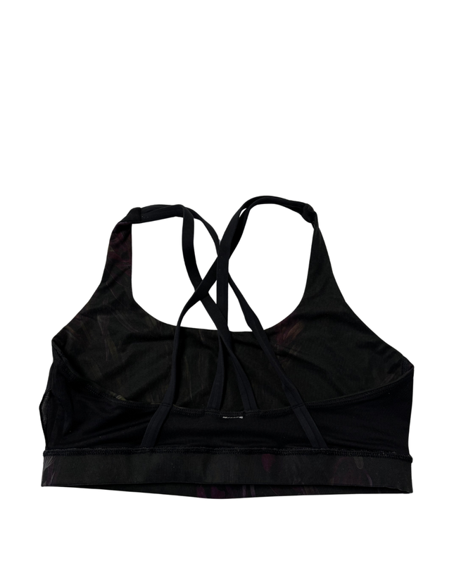 Lululemon Black Strappy Back Sports Bra with Floral Print Band